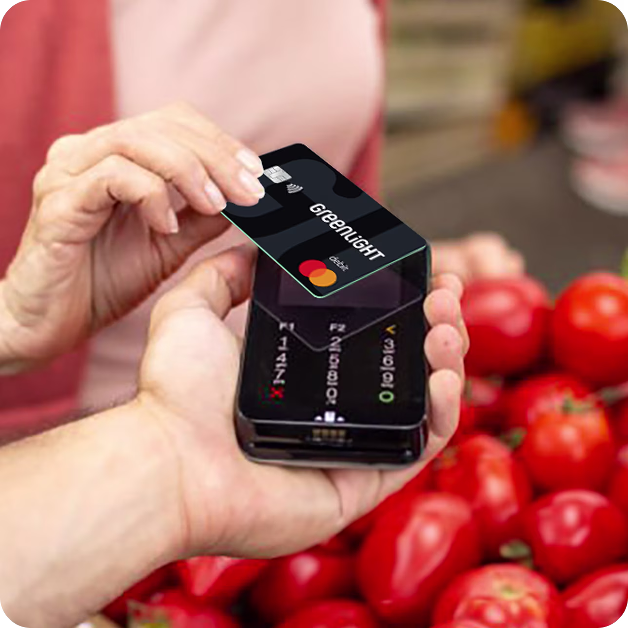 Tapping a Greenlight card on a phone