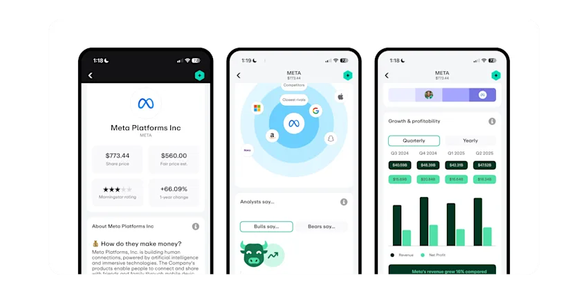 Invest app screenshot meta stock