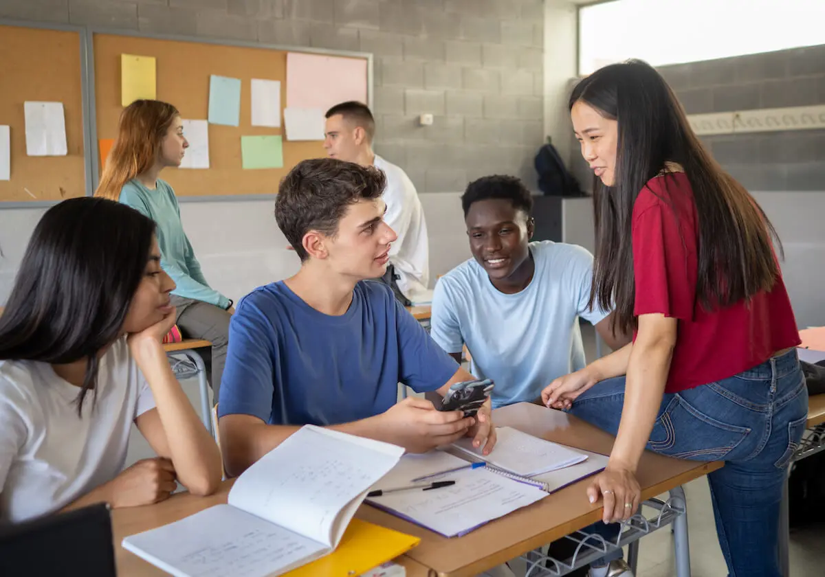 Students talking to each other