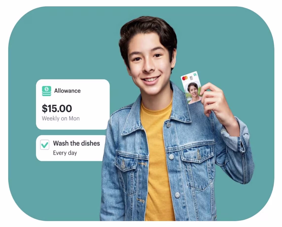 teen boy with greenlight allowance and chores notifications