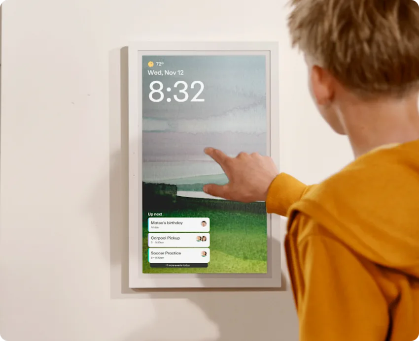 kid using family hub calendar
