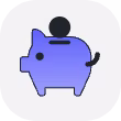 Piggybank with coin badge icon - purple
