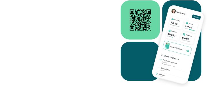 Greenlight child app with a QR code to download the app
