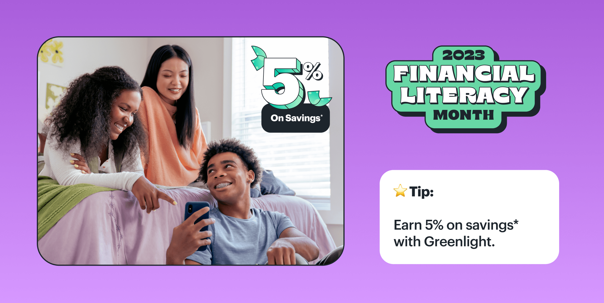 2023 financial literacy month tip: earn 5% on savings* with Greenlight