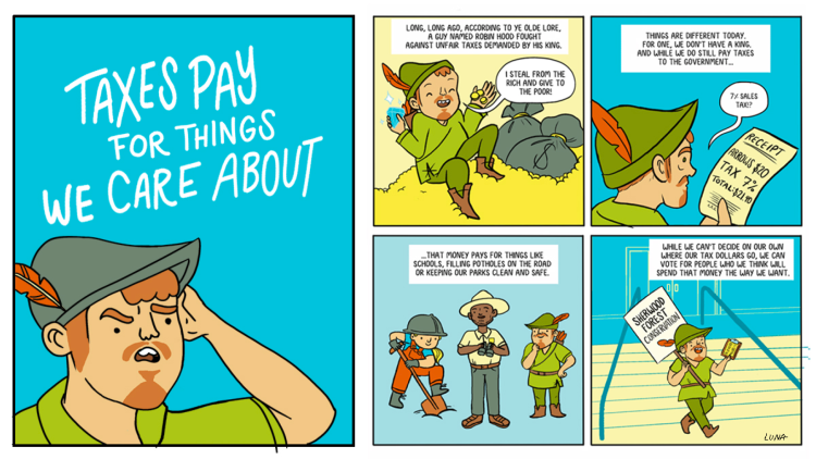 "Taxes Pay For Things We Care About" comic