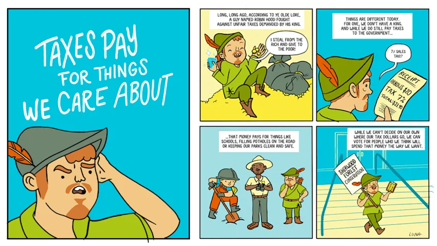 "Taxes Pay For Things We Care About" comic