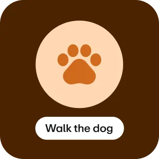 Image of a dog paw with walk the dog text