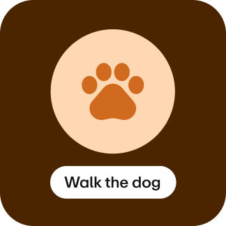 Image of a dog paw with walk the dog text