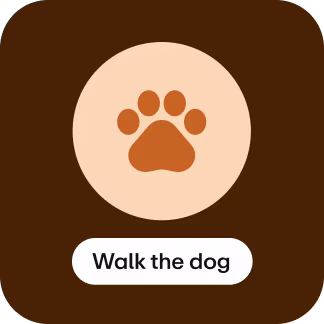 Image of a dog paw with walk the dog text