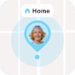 Badge of young boy arriving home via a place alert