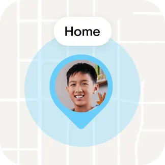 Badge of young boy arriving home via a place alert