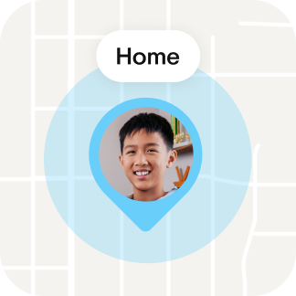 Badge of young boy arriving home via a place alert