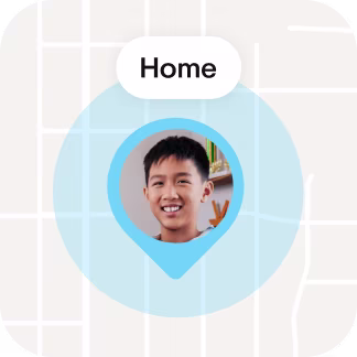 Badge of young boy arriving home via a place alert