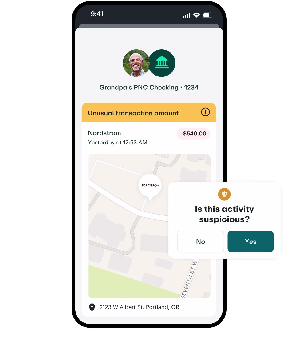 Link your senior loved ones’ financial accounts to view balances and activity in one dashboard. 