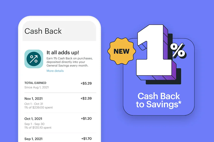 new 1% cash back to savings graphic