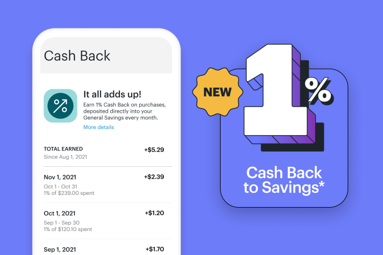 new 1% cash back to savings graphic