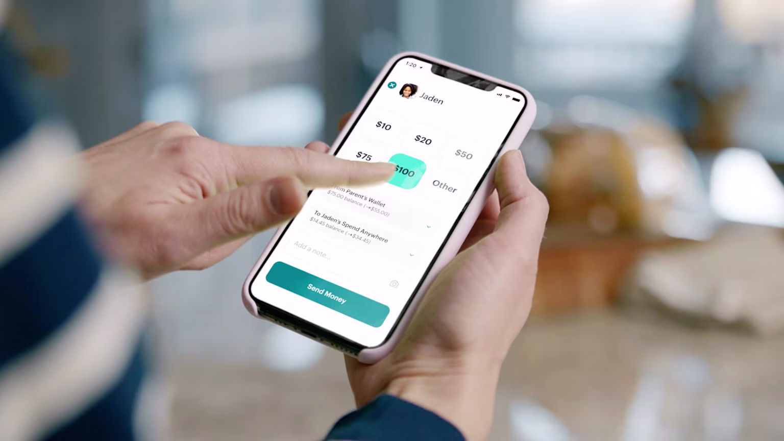 greenlight app with parent sending child money
