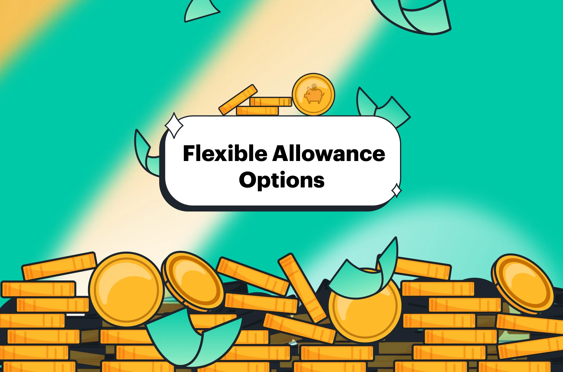 Greenlight flexible allowance options with yellow coins and green bills background