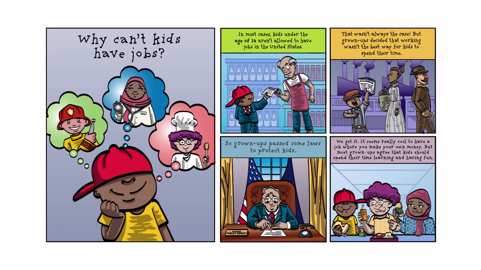 2022 comic strip of episode 8 Million Bazillion's money podcast for kids presented by Greenlight