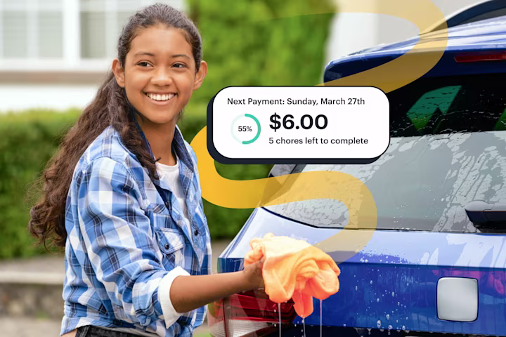 Girl doing chores and earning allowance
