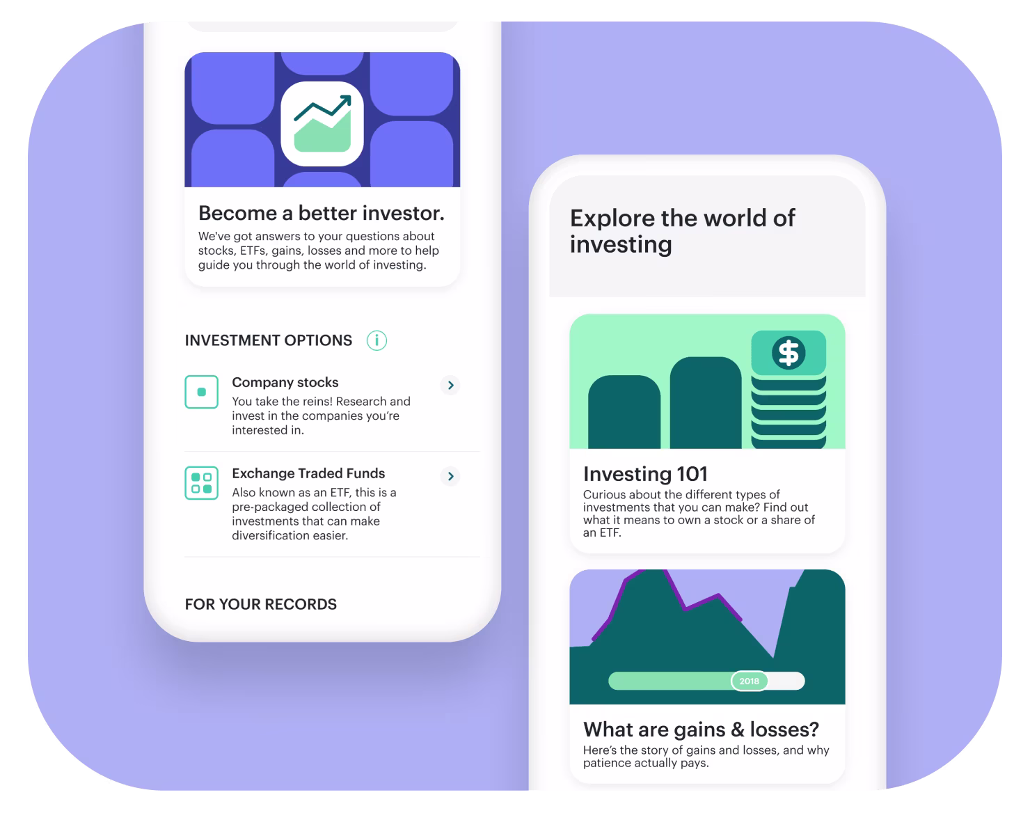 greenlight app with investing learning material