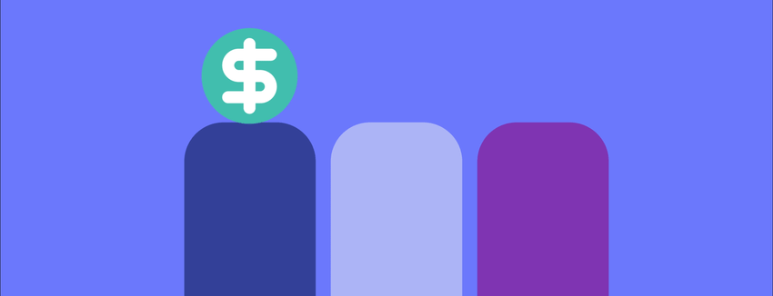 gif of money sign rolling on top of bar graphs