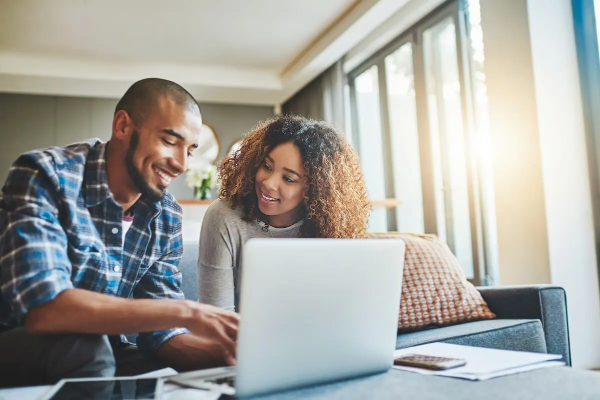 Couple working on their budget