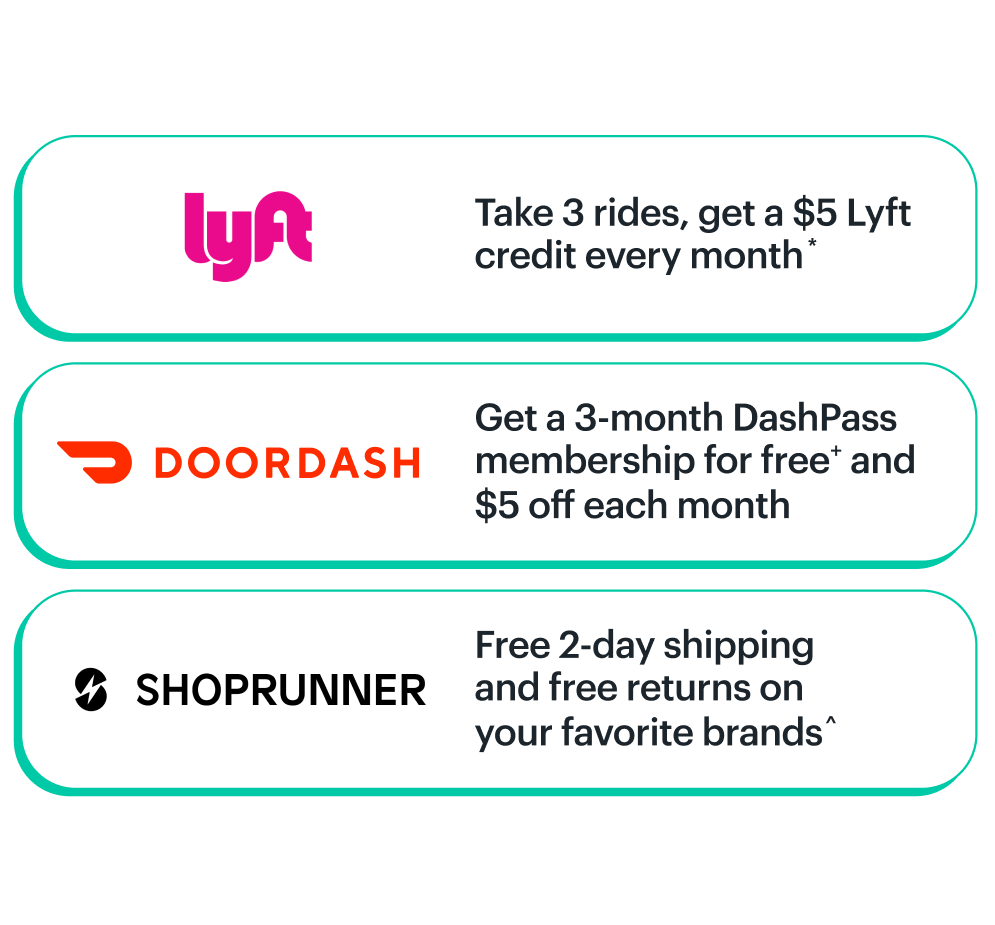 Lyft, Doordash, and Shoprunner benefits with Greenlight Family Cash Card