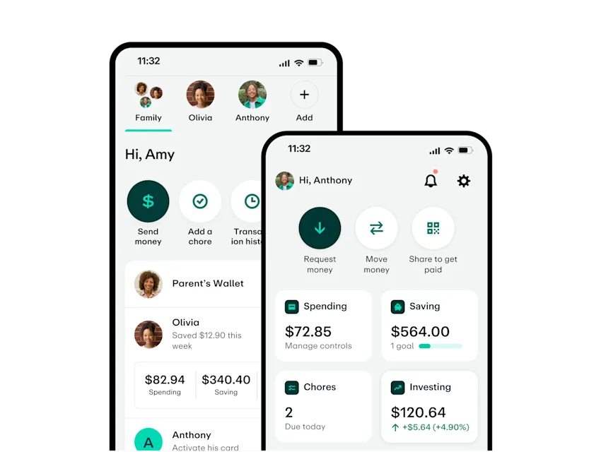 Both you and your kids download the Greenlight app — with tailored experiences. They check off chores, you automate allowance. They spend wisely, you set flexible controls. They build healthy financial habits, and you cheer them on.