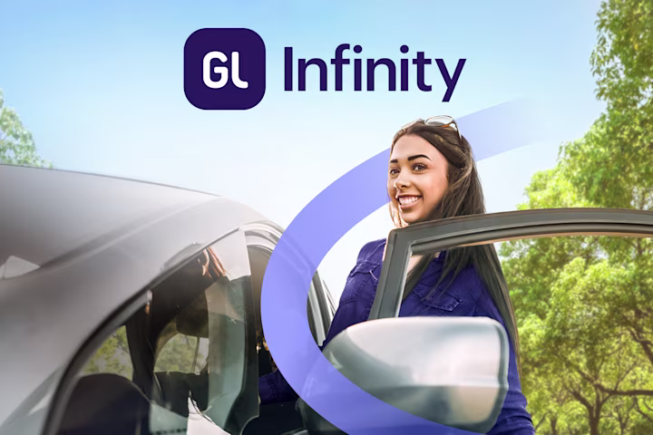A teen girl getting into a car promoting the new Greenlight Infinity plan and safety features