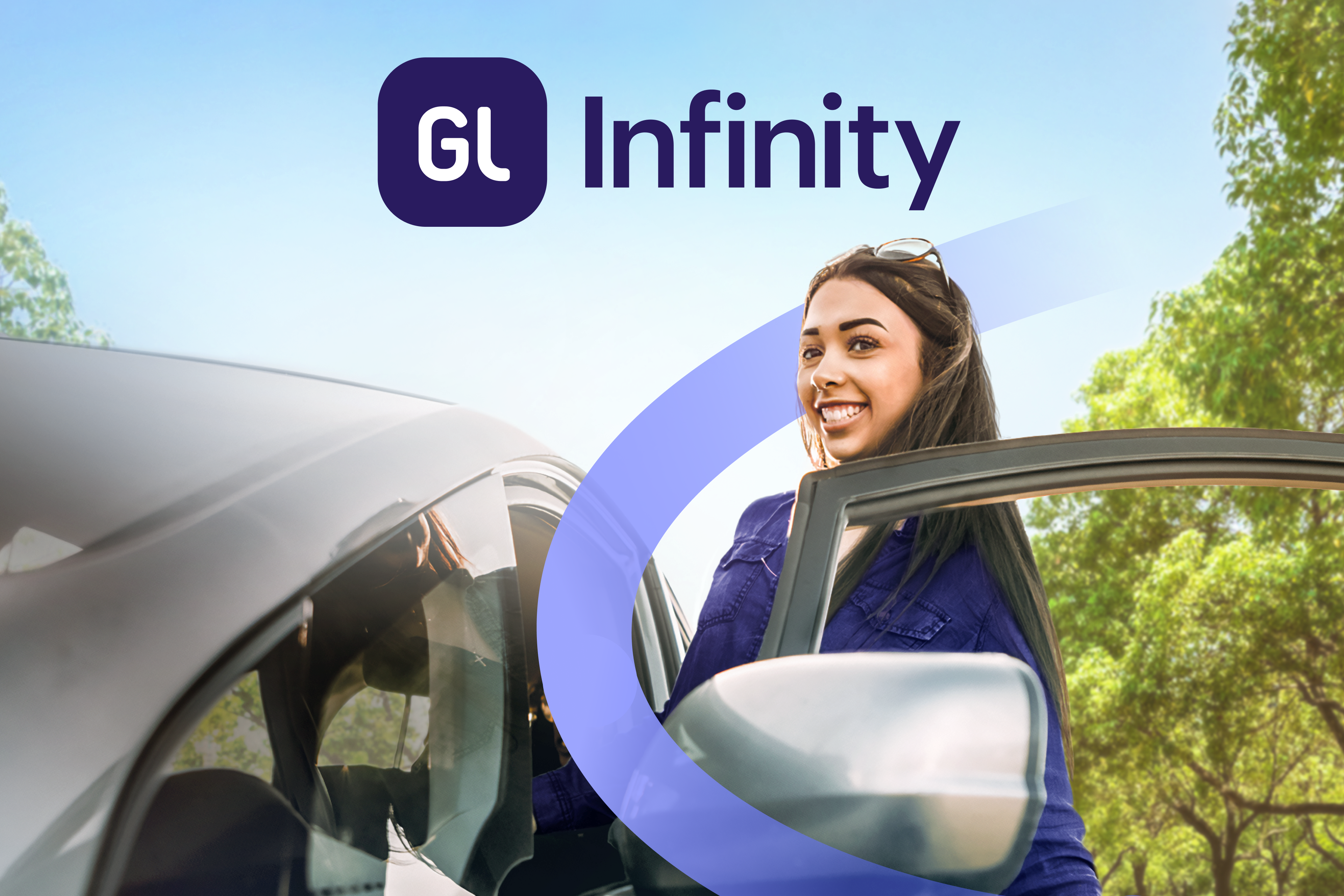 A teen girl getting into a car promoting the new Greenlight Infinity plan and safety features