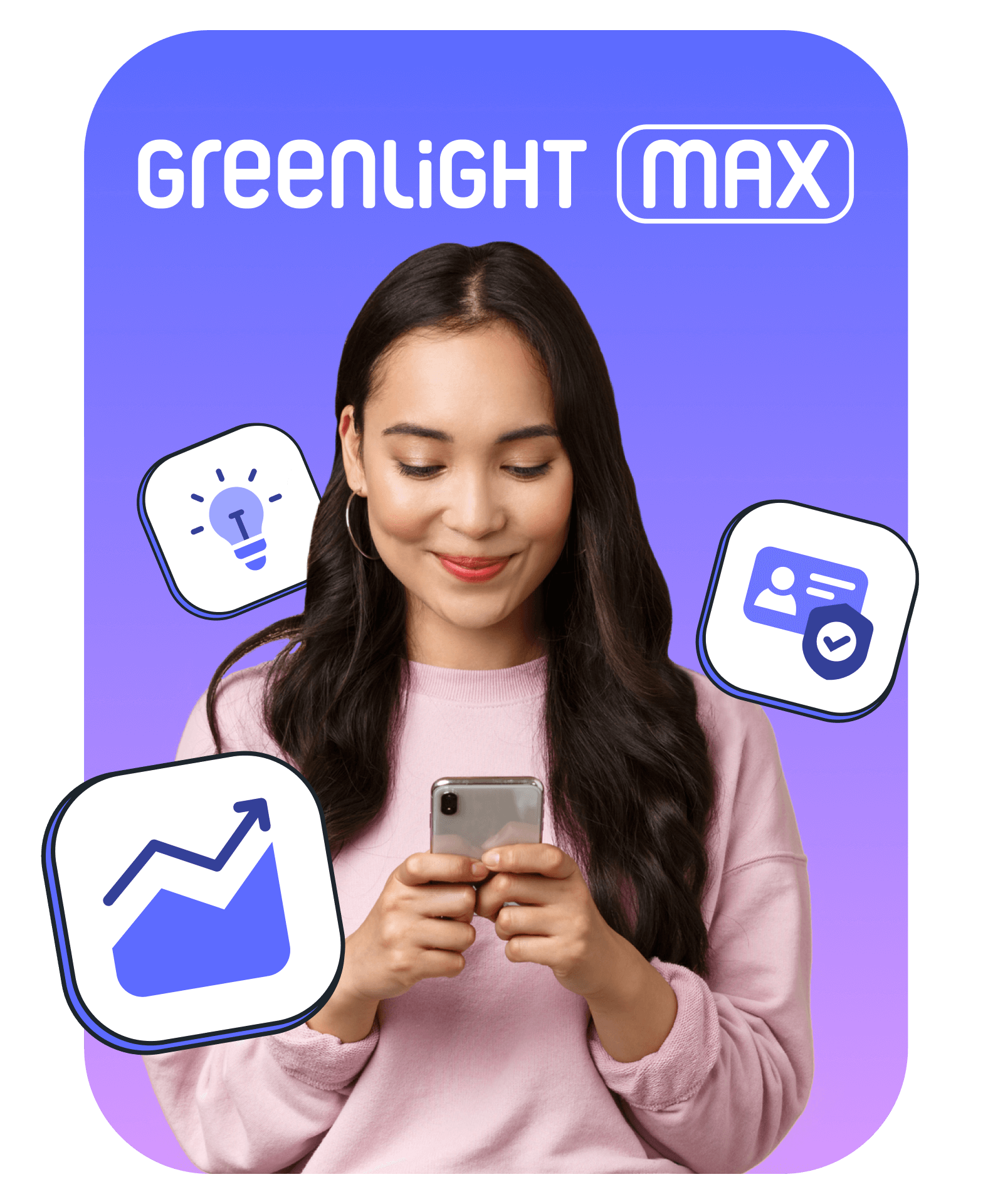 Teenager using the new Greenlight Max plan on mobile to invest securely with identity theft protection.