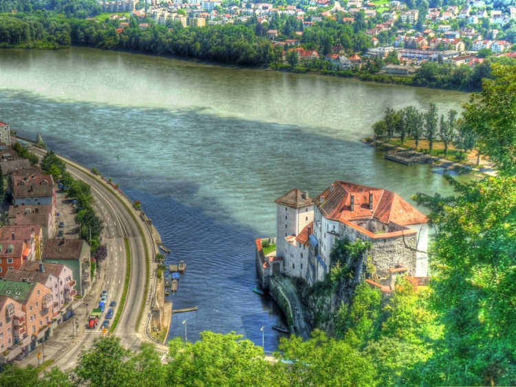 Passau Confluence of the Ilz, Danube, and Inn Rivers