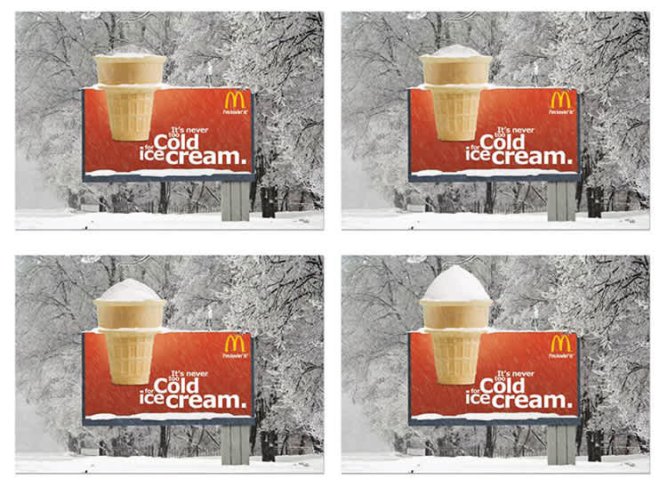 McDonalds ice-cream ad snow filling