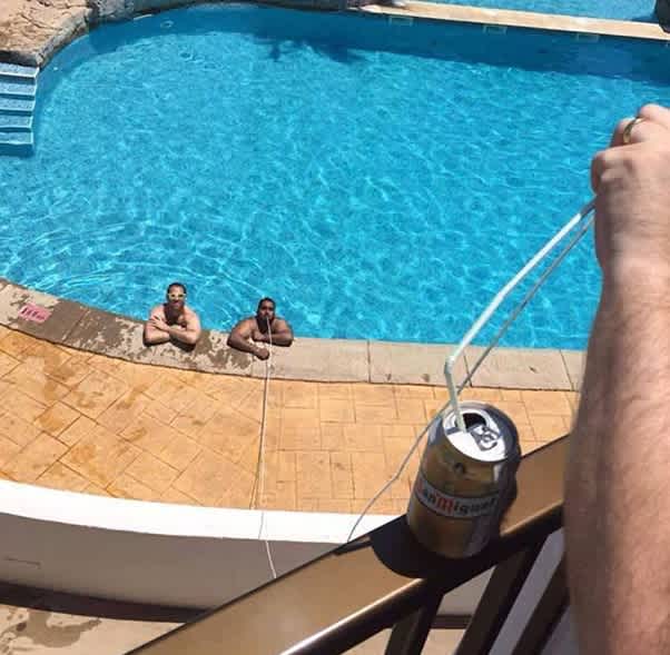 Pool rules drinking beer through long tube