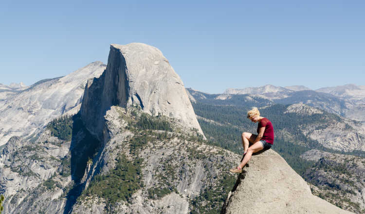 Girl Posing at Glacier Point Yosemite half dome
