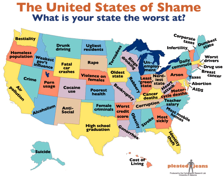 Crazy Absurd Maps Map of Shame
