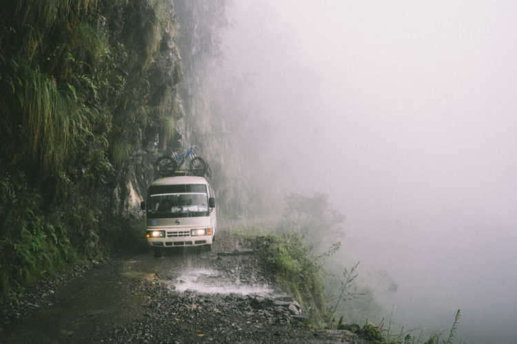 The North Yungas Road Death Road Road of Fate muddy slippery