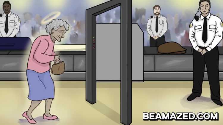 innocent old lady at airport security