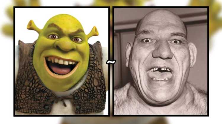 Shrek Maurice Tillet similarity comparison