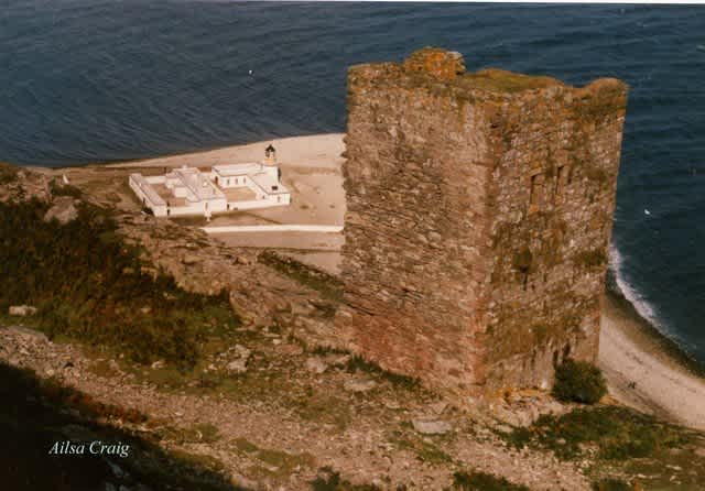 Ailsa Crag castle and lighthouse