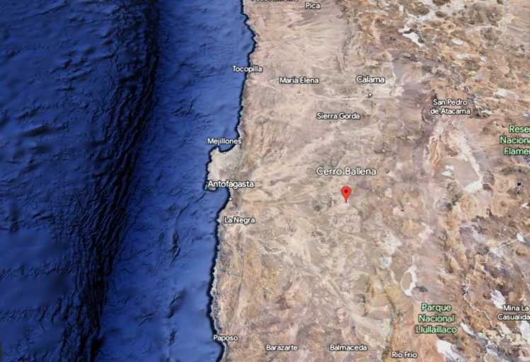 Chilean Atacama Desert whale hill google earth