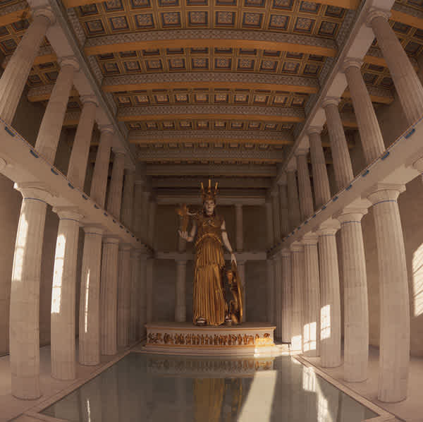What Archaeological Sites Used To Look Like Statue of Athena