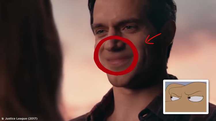DC justice league Superman moustache CGI blurring