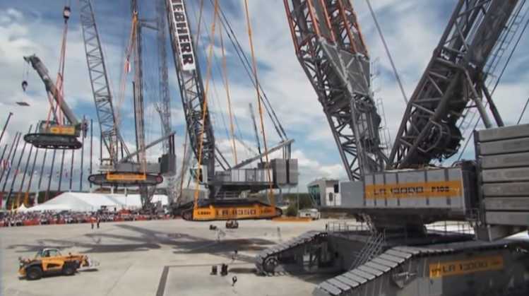 Liebherr customer day celebration crane lifting smaller cranes