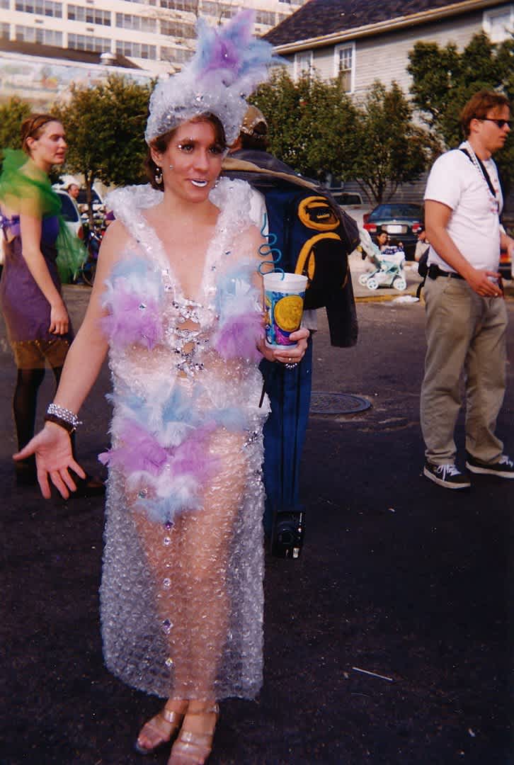 bubble wrap dress worn