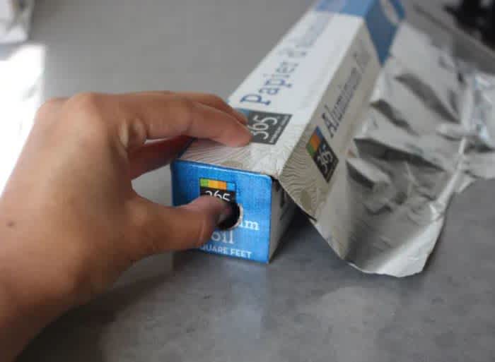 Foil Boxes secret tab on sides hold foil in place