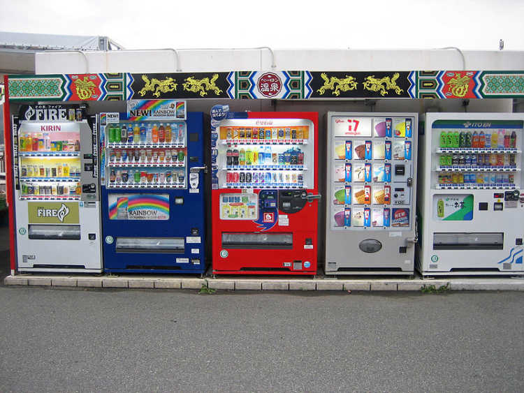 Vending machine of soft drink and ice cream in Japan