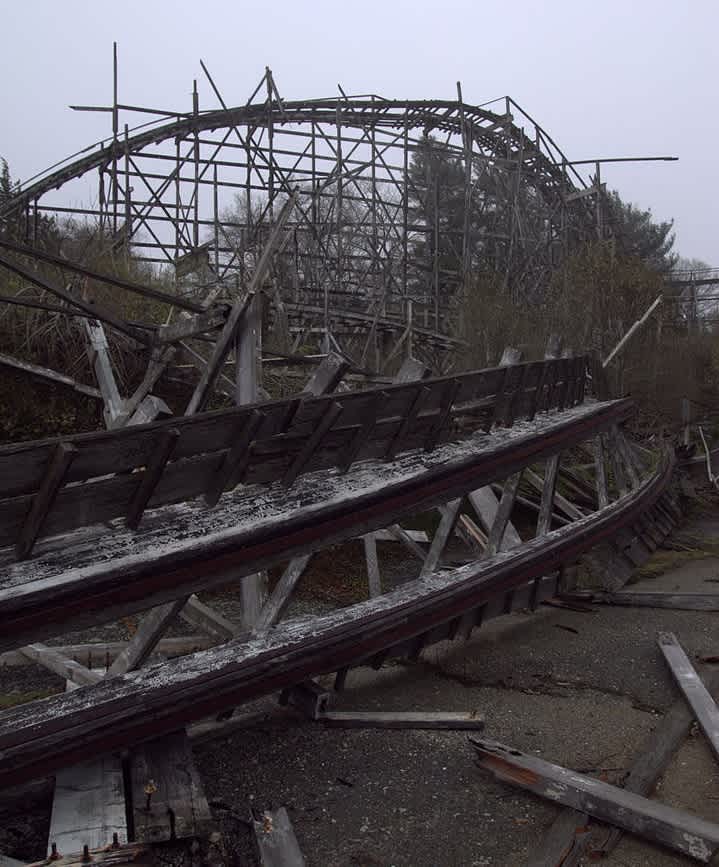 Lincoln Park, Massachusetts abandoned theme park roller coaster structure