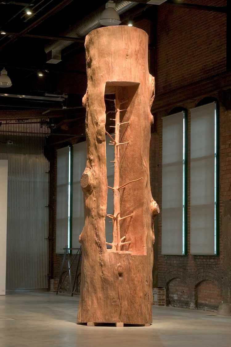 Cedar of Versailles sapling withing tree trunk art 